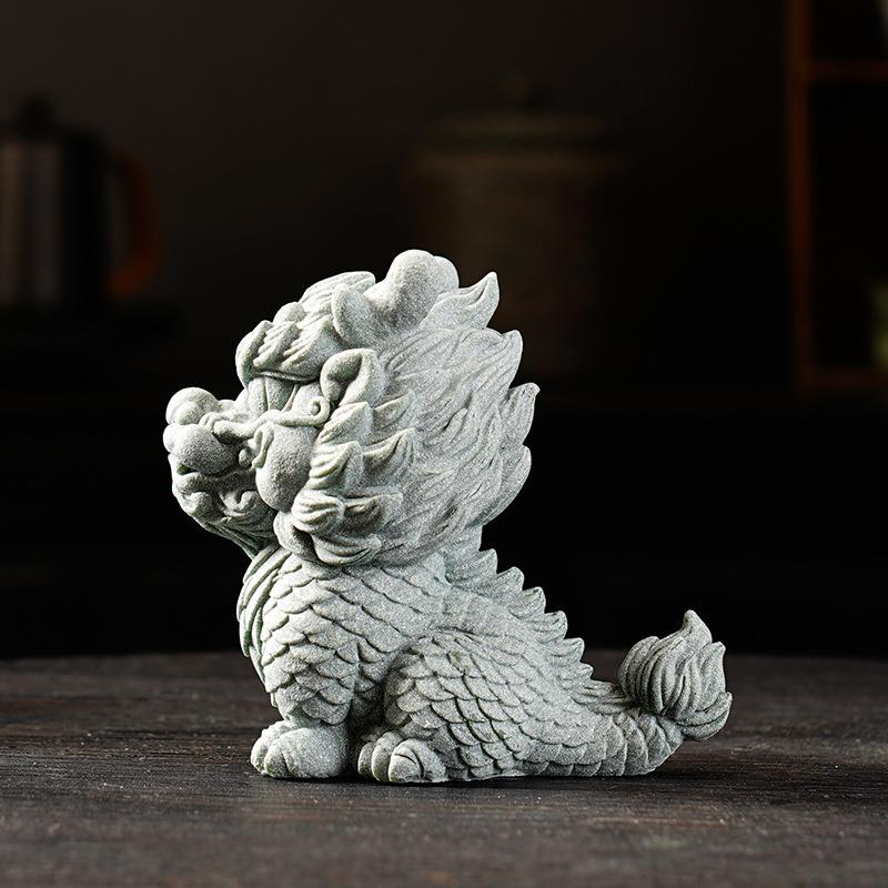 青砂石创意新中式十二生肖龙茶宠摆件家居鱼缸茶桌造景桌面装饰品