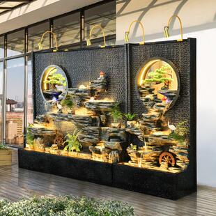 大型假山流喷泉幕酒墙屏风别墅水PAR水店公司大厅风水轮招财摆件
