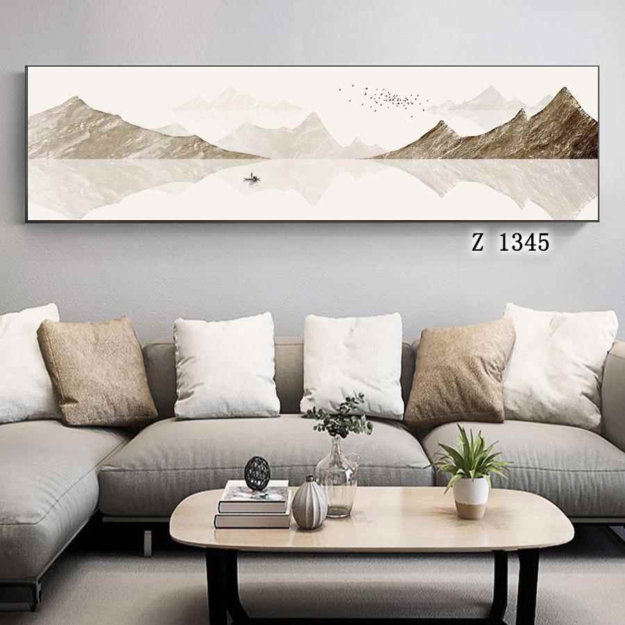 新款有框画新中国画风格馆床头横版装饰宾画客厅挂画山水无品牌/