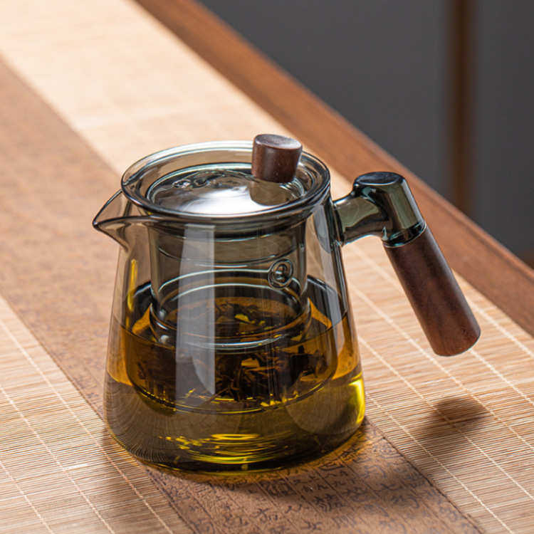 透明玻璃泡茶壶高硼硅木把加厚水壶煮茶壶过滤茶叶功夫茶器静心壶