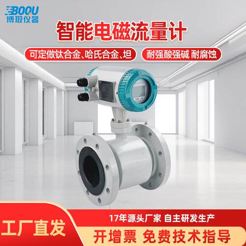 博取仪器智能在线电磁流量计高精度耐酸碱腐蚀污水自来水可DN50