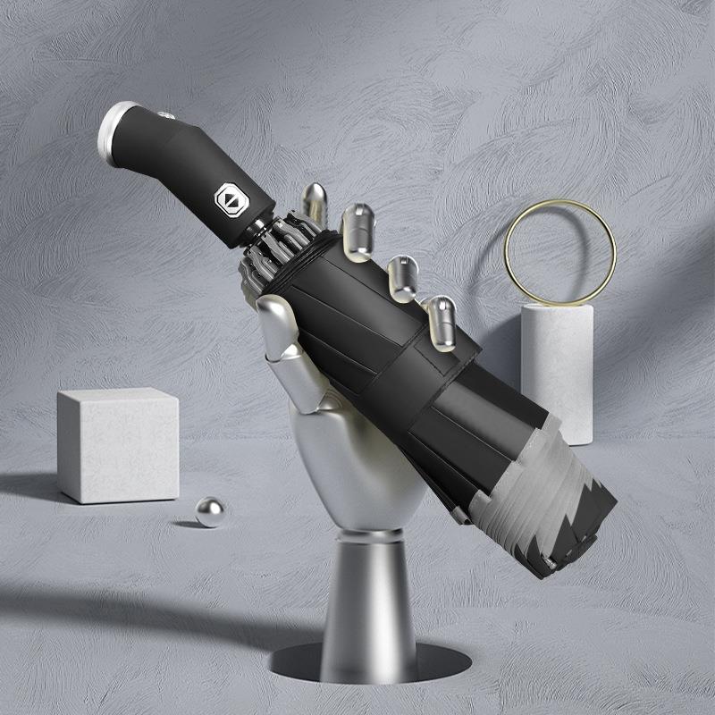 大号LED灯广告伞双人加厚黑胶防晒反向雨伞反光全自动晴雨两用伞