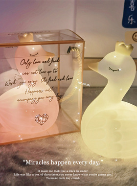 ins风天鹅小夜灯led房间装饰卧室灯生日礼夜市地摊发光玩具