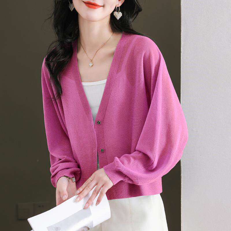 桑蚕丝防晒空调衫女开衫短款小披肩蝙蝠衫宽松大码女装配裙子外套