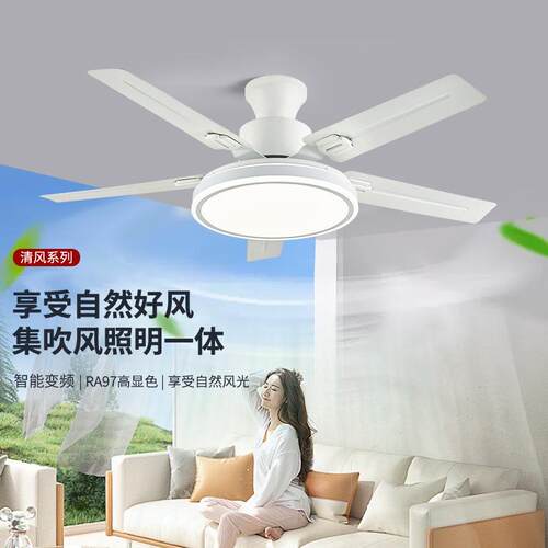 客厅风扇灯家用简约餐厅风扇灯带灯吊扇电风扇吊灯一体两用风扇灯