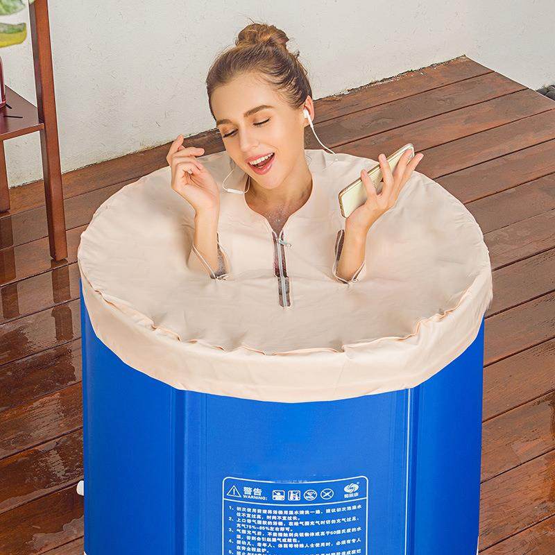 创意折叠浴桶盖子成人折叠浴桶加厚多功能浴缸熏蒸泡澡保温盖