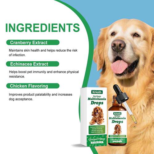 Kriath Dog Multivitamin Drops - Daily Gentle Formula for Can