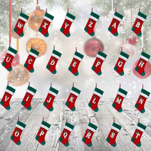 26-Letter Stockings: Xmas Ornament, Kids Gift Bags