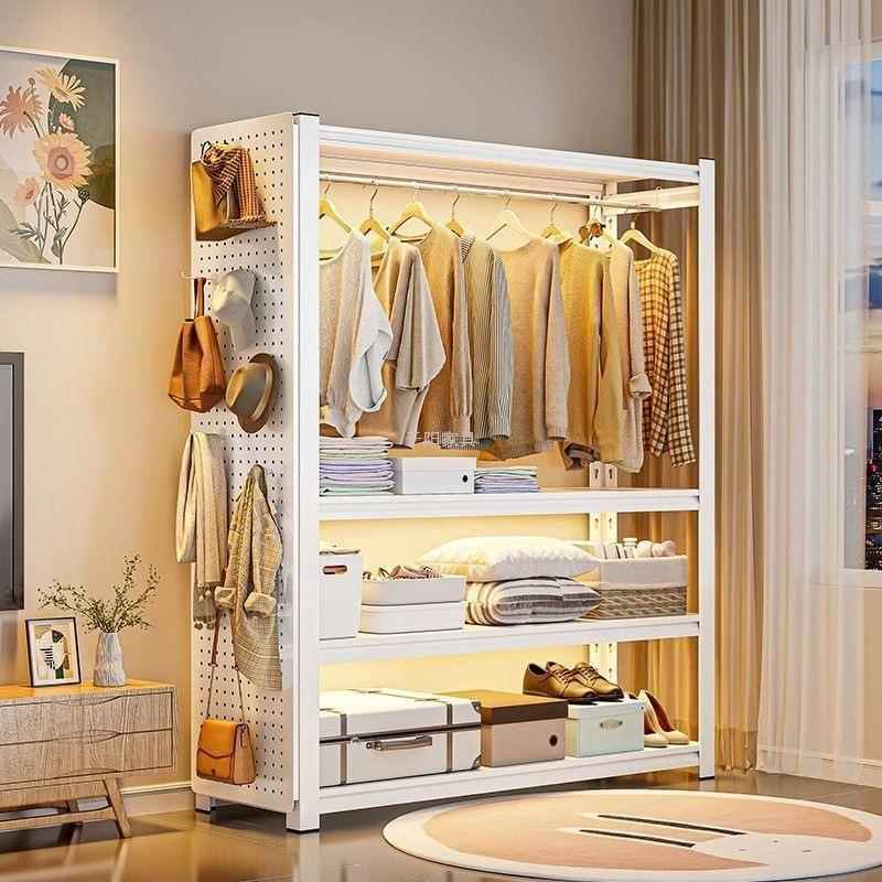 衣帽架钢制简易衣柜落地多层可调节衣柜卧室出租屋铁艺衣架子货架