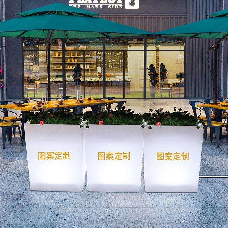 咖啡厅花箱商业街隔断围栏售楼部长方形花盆小区奶茶店造景装饰