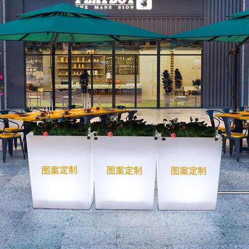 咖啡厅花箱商业街隔断围栏售楼部长方形花盆小区奶茶店造景装饰