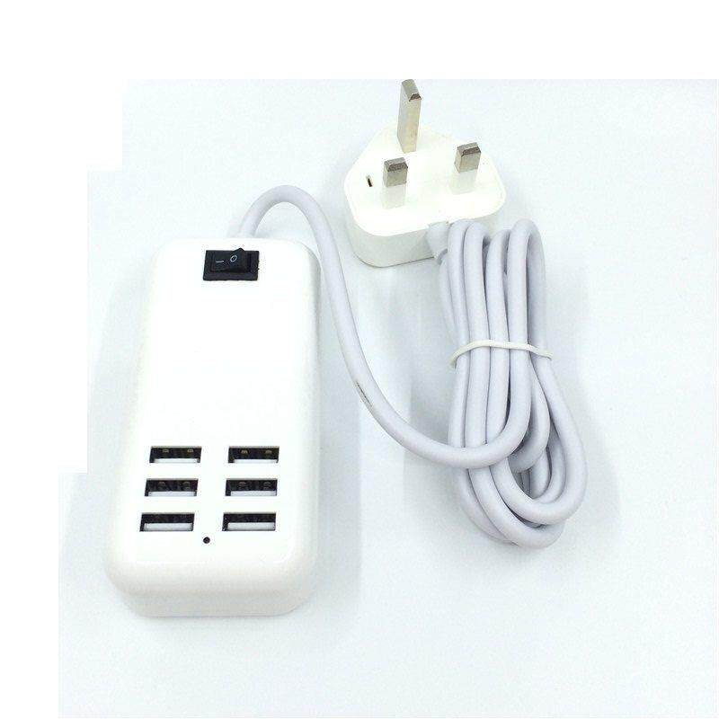 USB HUB电源线USB充电器一拖四拖六扩充器1分6分4集线器欧美英规