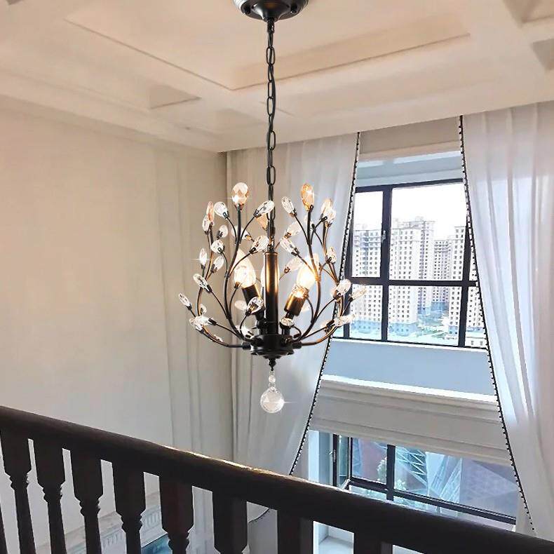 美式复古水晶吊灯创意餐厅灯具卧室书房阳台入户玄关衣帽间楼梯灯
