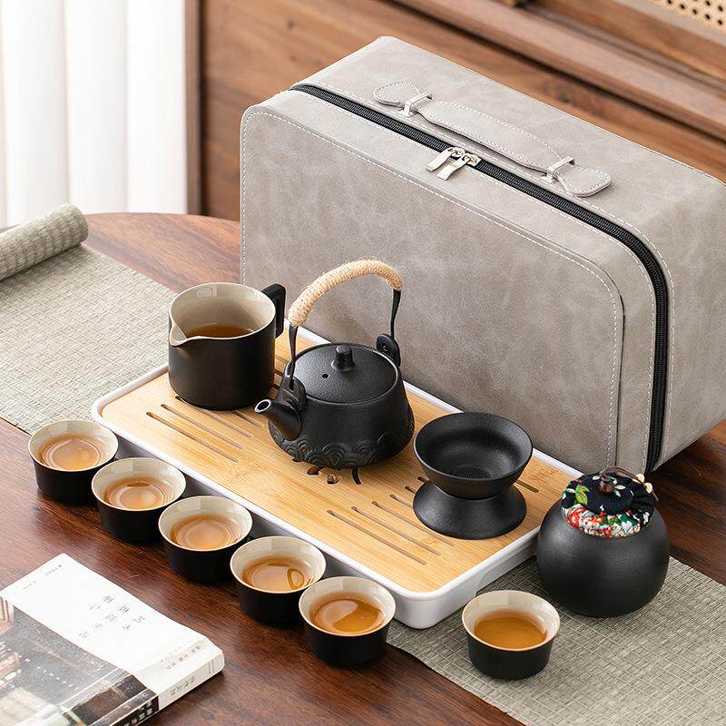 便携式旅行茶具套装提梁壶随车露营中式茶盘办公室功夫泡茶壶茶杯