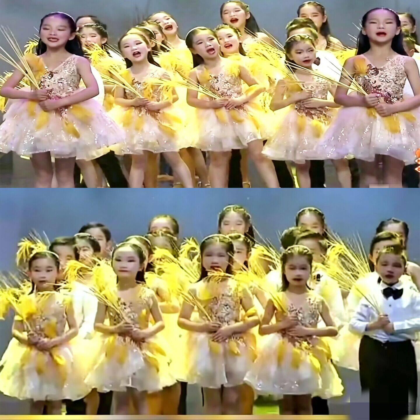 稻田里的中国梦表演出服儿童丰收节稻穗劳动光荣袁隆平朗诵服装