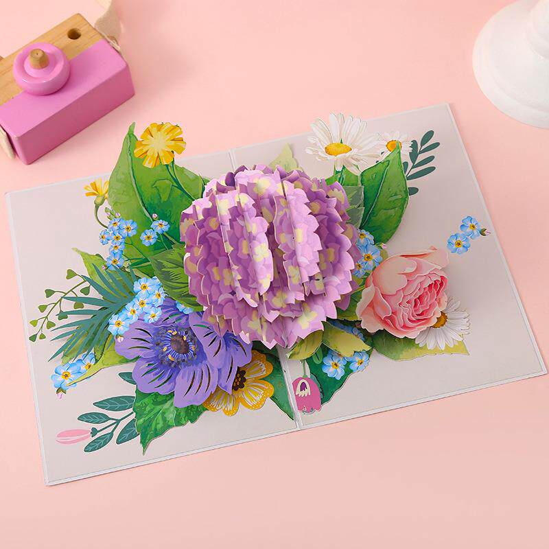 教师节新款绣球花3d立体贺卡创意鲜花纸雕礼物感谢祝福卡片