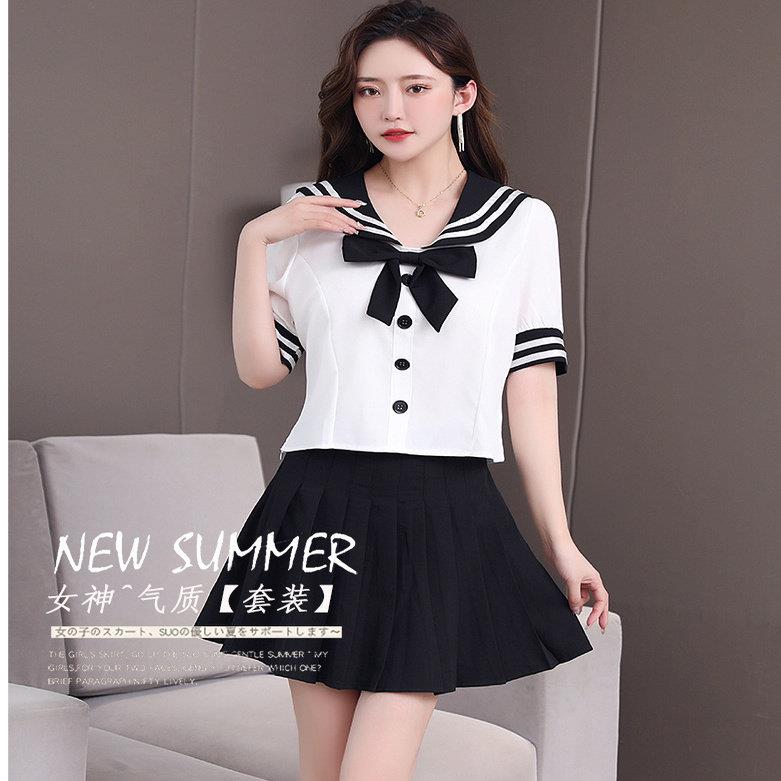 足疗桑拿技师工作服足浴按摩酒店工衣海军风学生套装公主制服