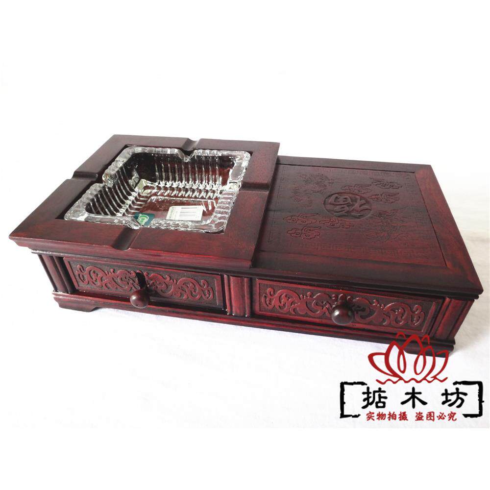 红木雕工艺品红酸枝木烟灰缸高档烟缸方烟盒 创意个性商务礼品盒