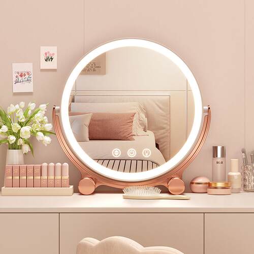 Home Desktop LED Makeup Mirror for Bedroom Dressing Table, L