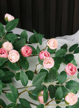 玫瑰花藤仿生墙面遮挡壁挂墙上装饰绿植假花藤条墙壁挂花吊花