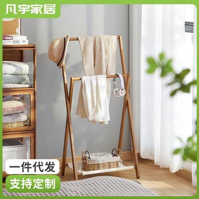 折叠卧室床边架代发宿落地一件衣帽架晚上床头民挂衣衣服神器放