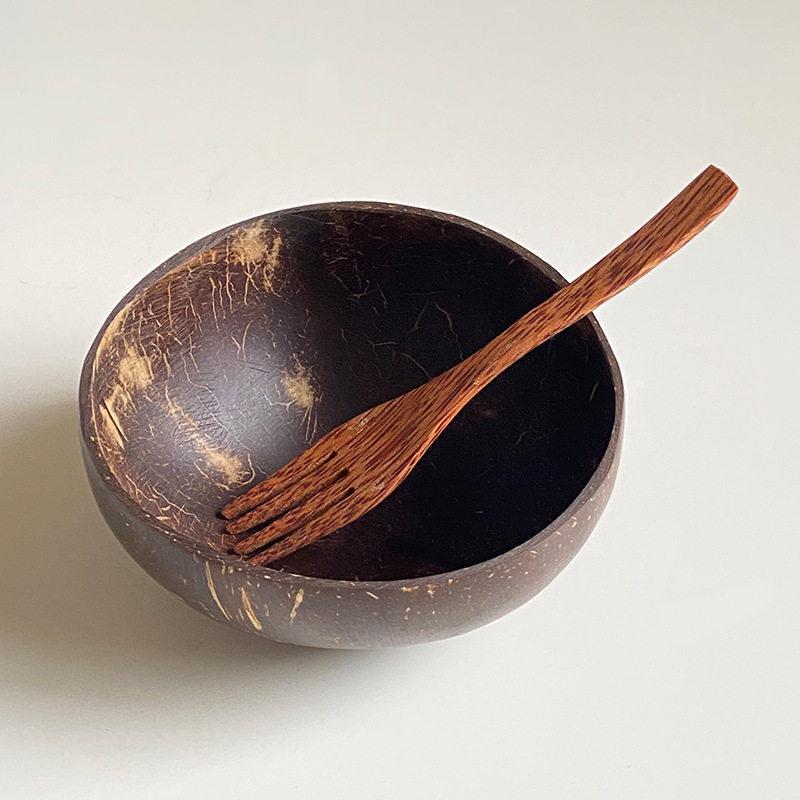 酸奶碗椰子燕麦天然椰子壳碗沙拉麦片甜品水果早餐餐具带勺木头碗