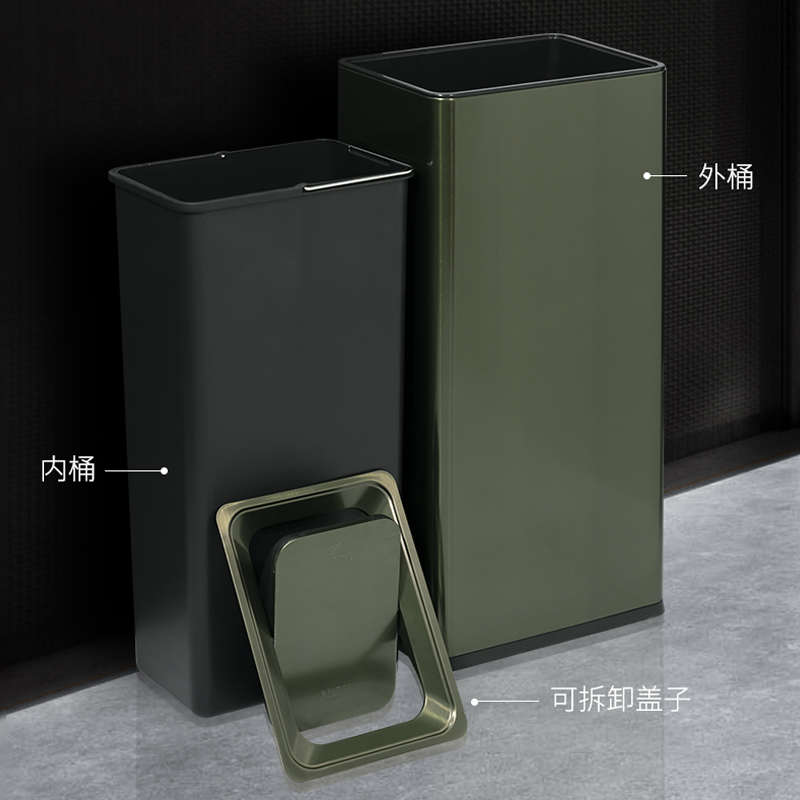 不锈钢垃圾桶大号摇盖办公室楼道酒店大堂公共卫生间厕所大号直投