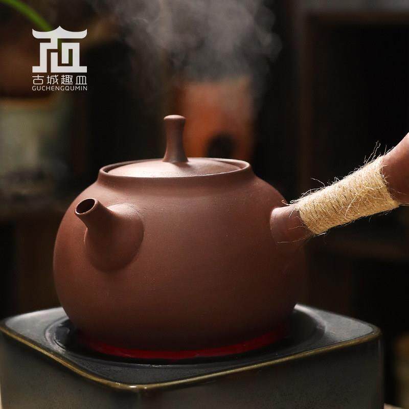 老岩泥粗陶侧把烧水煮茶急须壶家用电陶炉静音套装软化水质泡茶好