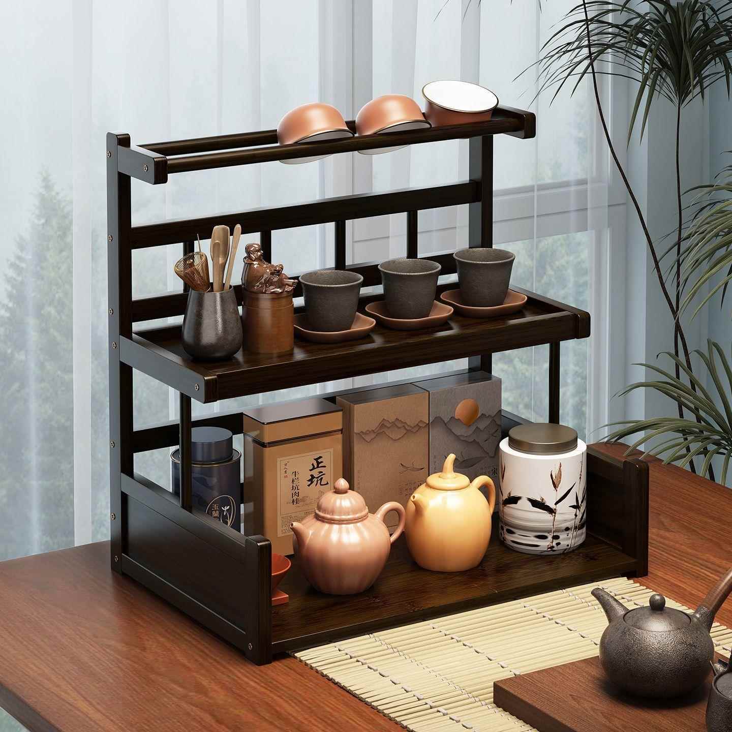 茶杯架子中式小型博古架茶具茶壶茶桌展示架子桌面摆件收纳置物架