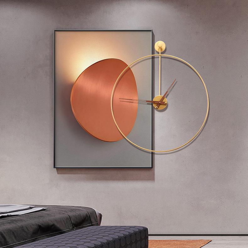 轻抽象挂钟餐BFJ桌墙面挂画饰现钟代简约客厅饭厅奢壁画餐厅表装