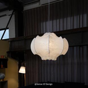 意大利设计师主卧室蚕丝吊灯法式 复古侘寂客厅餐厅奶油风房间灯具