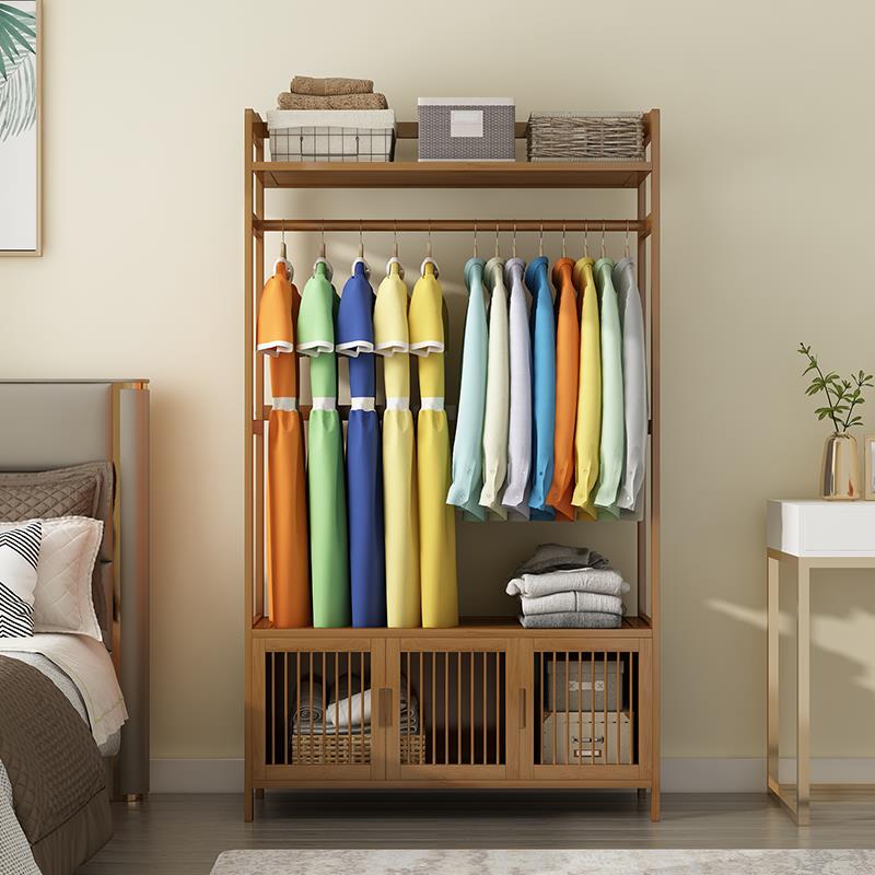 架挂衣落地卧室简易木约质网红小型实无木杠衣帽架单式简现代置宝