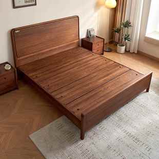 黑胡桃木宋氏美学实木床双人1.8米主卧大床榫卯结构中式实木婚床