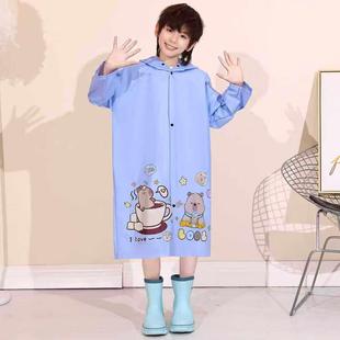 新潮TPV儿童雨衣男女儿童雨具小学生雨披带书包位透明大帽檐雨衣