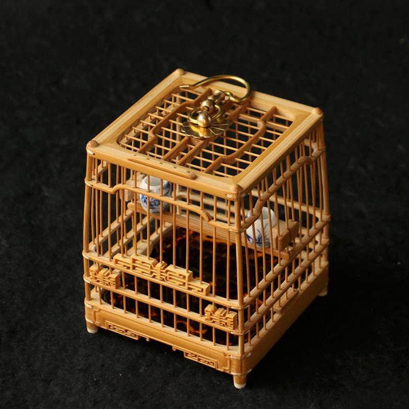 精品徽派名家李永攀纯手工制作方形老玉竹螽斯笼竹雕竹制蛐蛐笼子