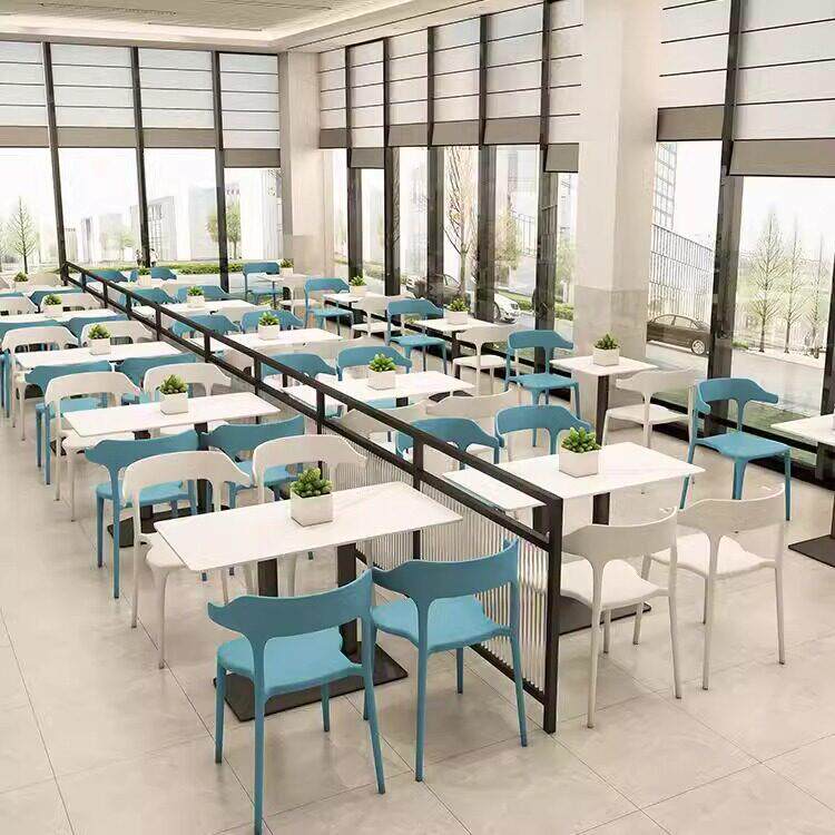 商用餐饮岩板桌椅学校公司员工食堂餐桌椅小吃快餐店饭店餐椅组合