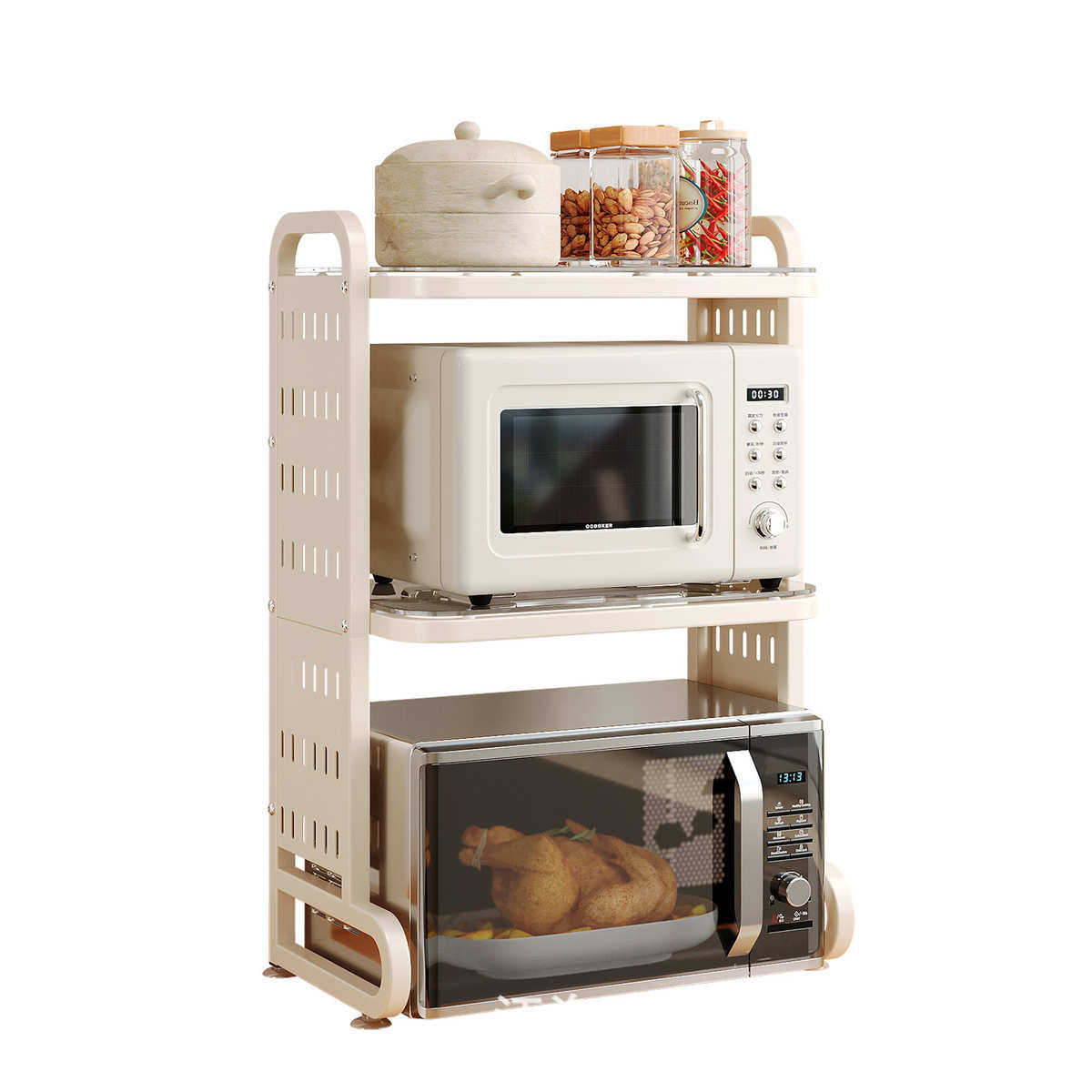 多功能厨房置物架微波炉置物架落地免打孔电饭锅烤箱分层厨房收纳,厨房/烹饪用具,微波炉置物架,淘宝优惠券,粉丝福利购,淘宝优惠卷