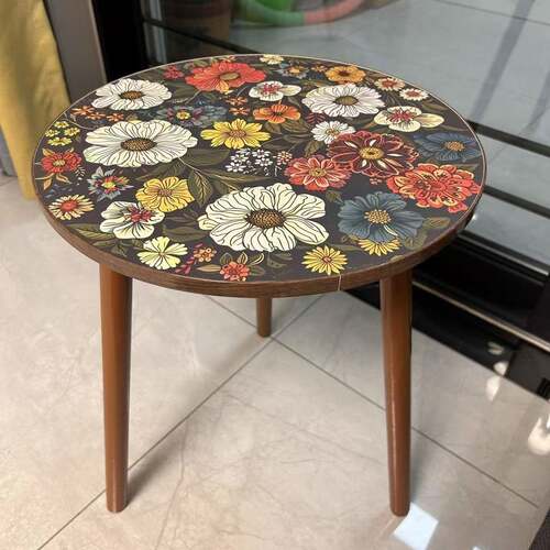 Wooden small round table, living room small table, sofa side