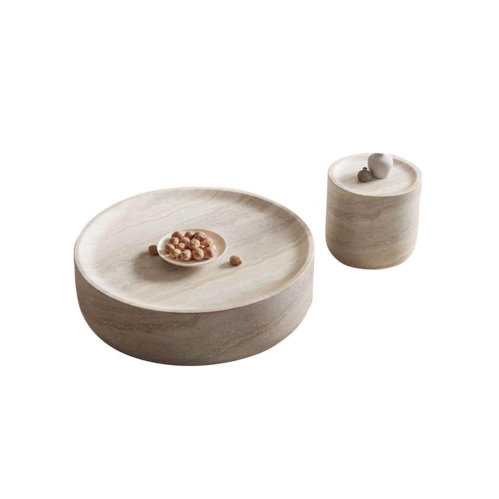 Moli/洞石茶几 侘寂风设计感艺术客厅圆形中古茶几民宿桌创意边几