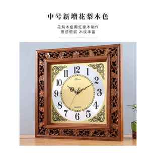 中式 实木钟客正方形钟挂表风电表箱F75SH9H8钟大号会厅议?室石英