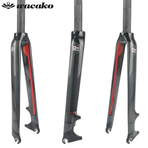 正品！wacako 公路自行车全碳纤维前叉 全碳直管锥管碟刹前叉28.6