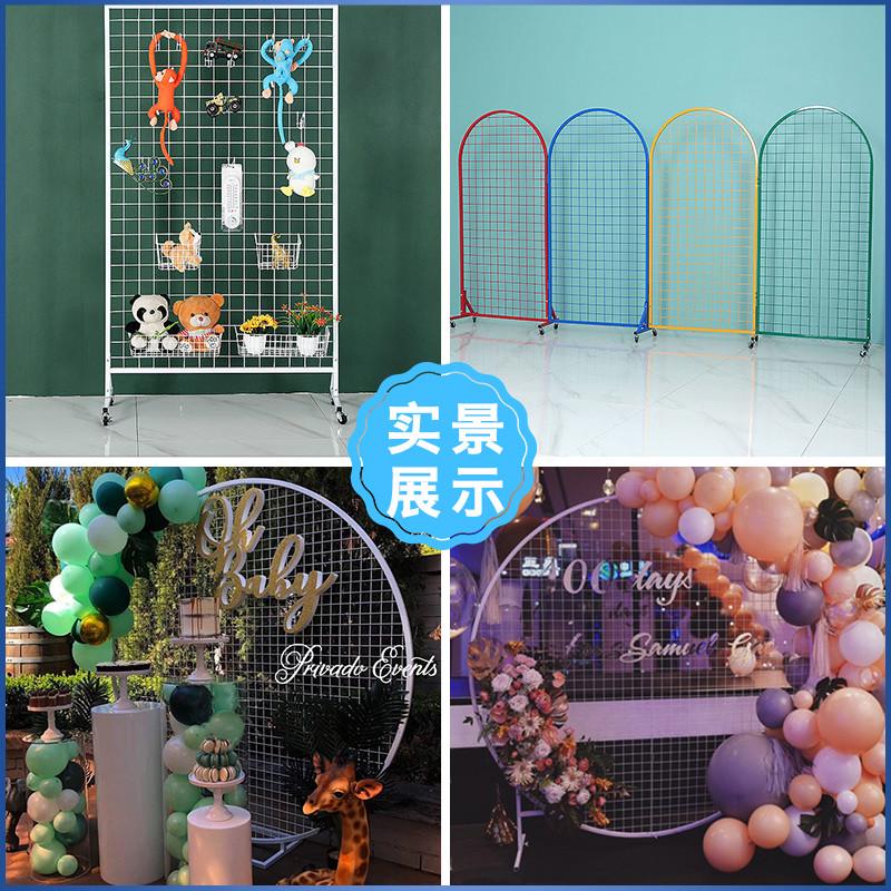 铁丝网落地网格片架幼儿园作品展示架婚庆装饰圆形立式移动照片墙