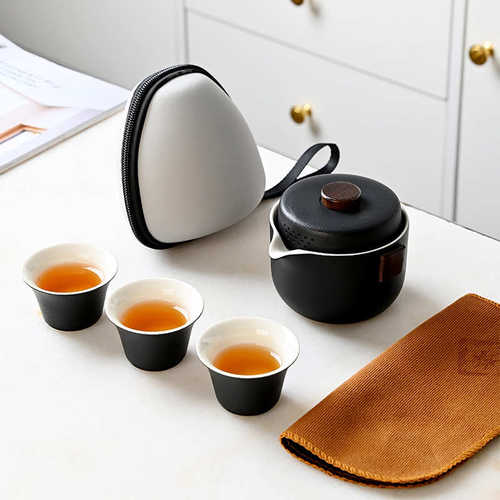 一壶三杯旅行茶具便携式功夫茶具小套装户外泡茶壶快客杯logo批发