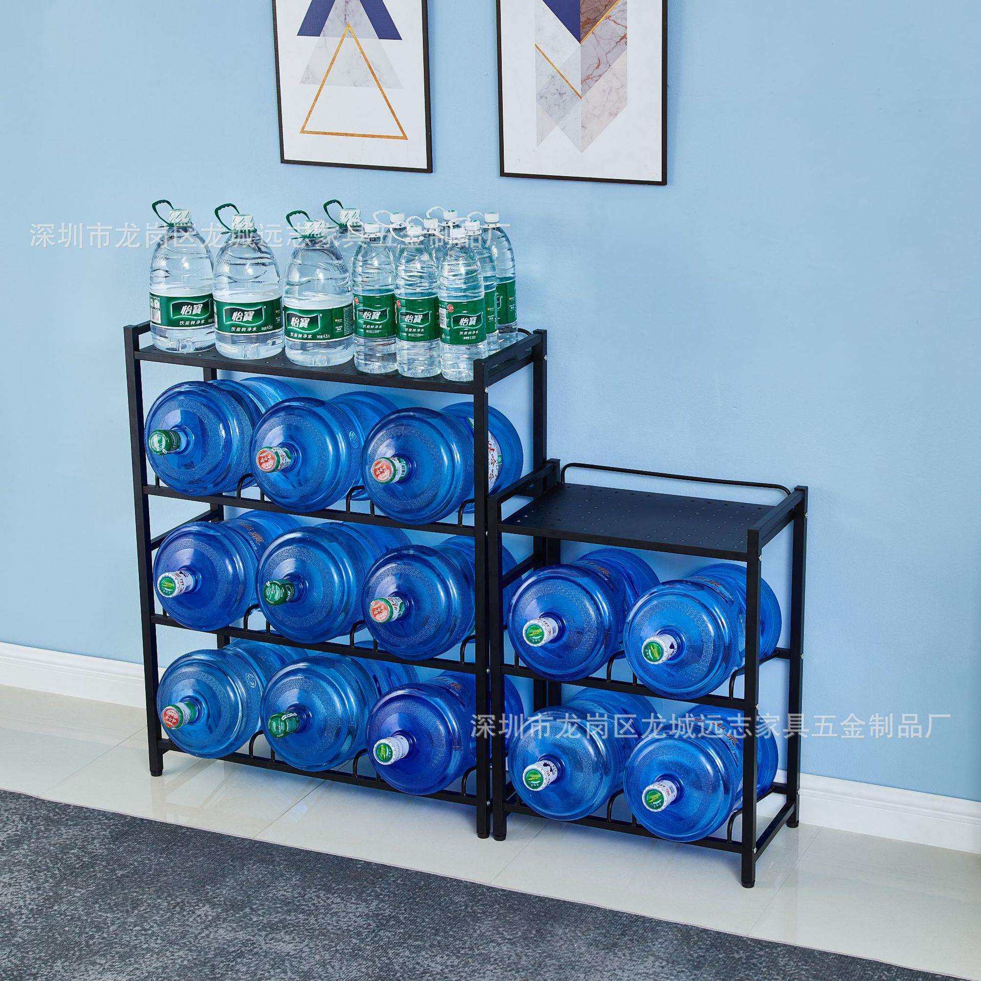 新款加粗四层双排带轮可移动饮水桶架、桶装水倒置架子、纯净水桶