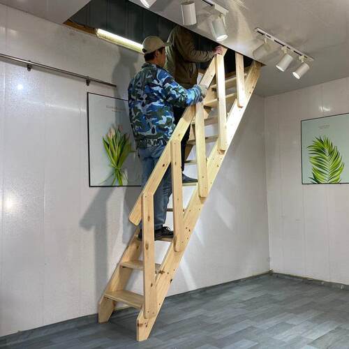 实木阁楼楼梯别墅覆式旋转楼梯纯松木直梯家用登高梯单木质梯子