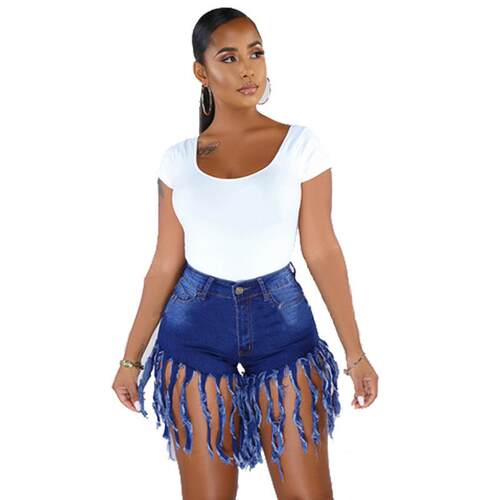 Womens Denim Shorts Summer High Waisted Frayed Raw Hem