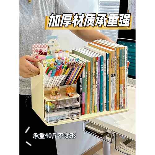 学生书本收纳盒儿童书立架小书架书桌大容量笔桶文具整理盒置物架