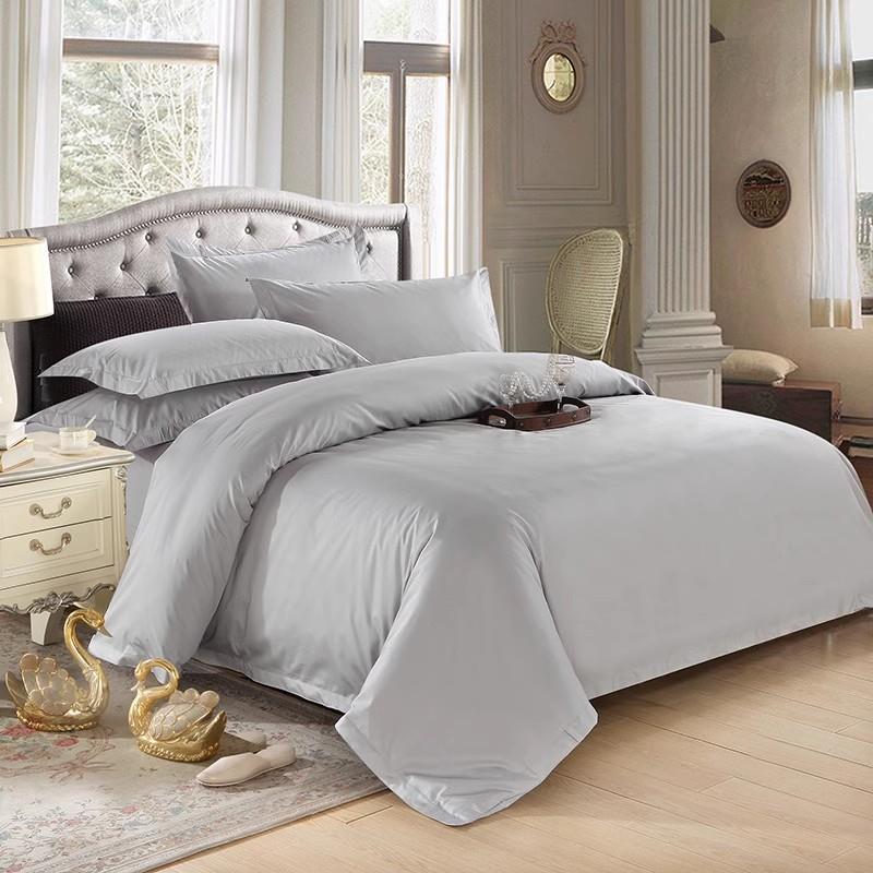 高档四件套全棉色简约0支酒店宾6馆上用品床单纯被套纯床棉床上三
