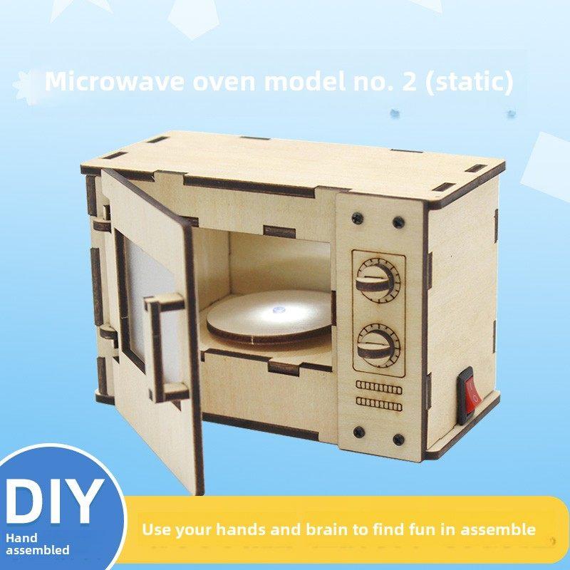 微波炉模型1号 烤箱仿真厨具木质学生手工diy科技小制作实验材料