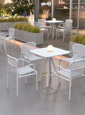 户外铁艺庭院组合桌咖啡椅摆厅网红金属餐桌椅酒SFB1351吧工业风